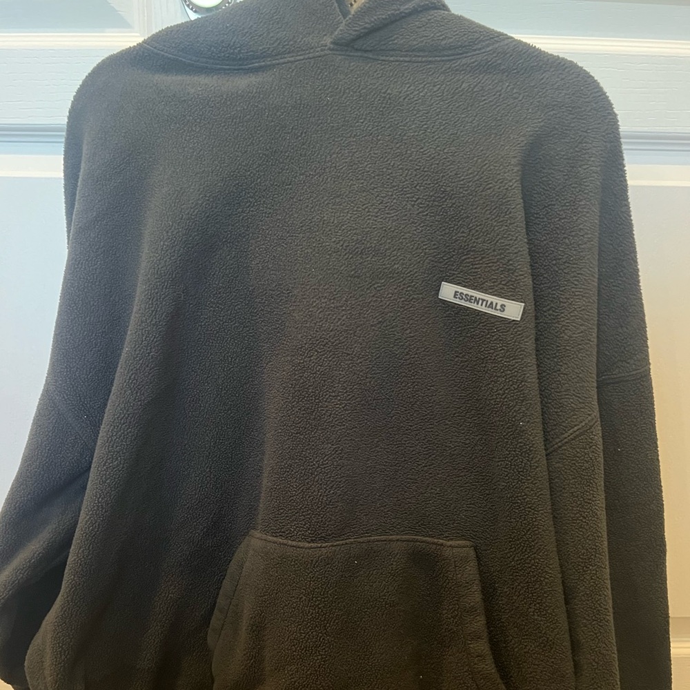 Black essentials fleece hoodie